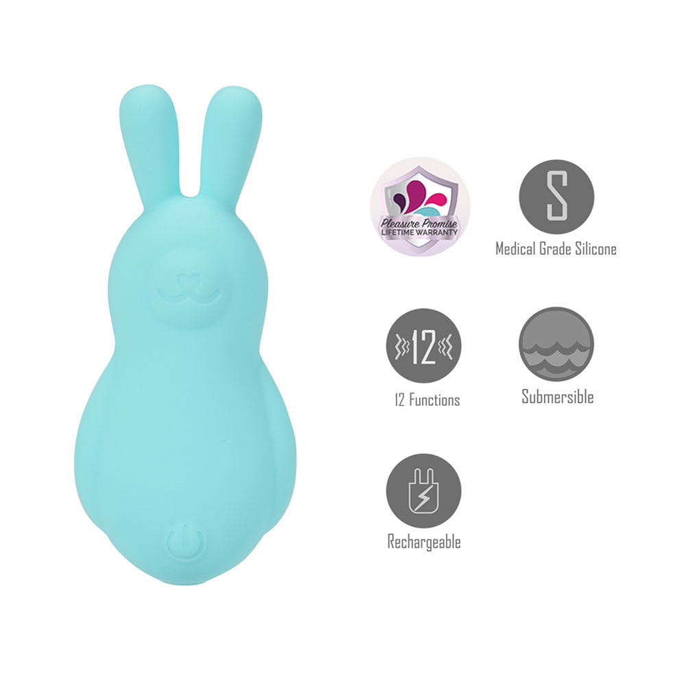 Maia BRI - Teal - Teal 9 cm USB Rechargeable Vibrating Bunny Bullet-BO-25-05-TEAL