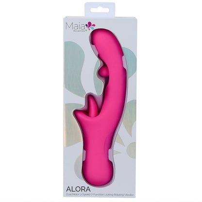 Maia ALORA - Pink 24.1 cm USB Rechargeable Rotating & Licking Vibrator-BO-25-10-PINK