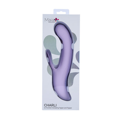 Maia CHARLI - Lavender 22.9 cm USB Rechargeable Flapping & Tapping Rabbit Vibrator - BO-25-30-LAV