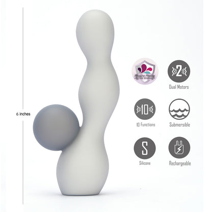 Maia PRESLEY - Grey 15.2 cm USB Rechargeable Rabbit Vibrator - BO-25-32-GB