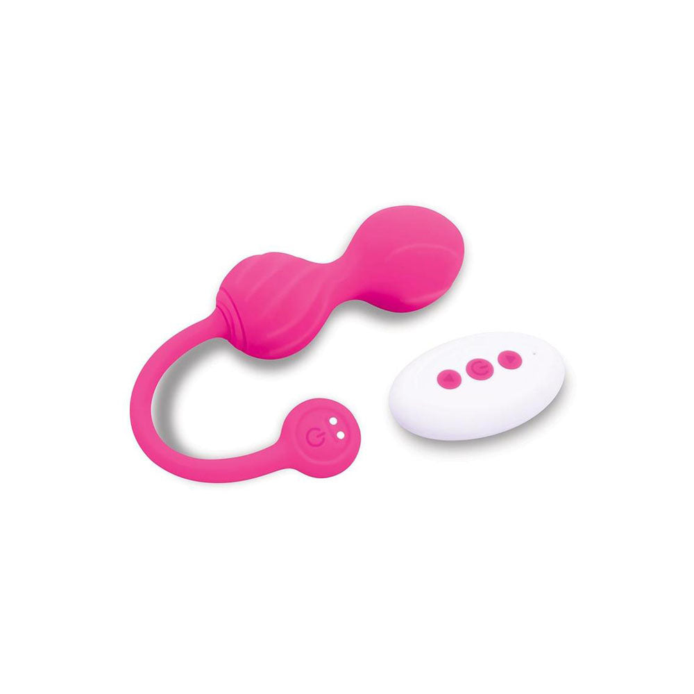 Bodywand Squeeze Remote-Control Pelvic Floor Trainer - Pink USB Rechargeable Weighted Kegel Balls with Remote-BW2003