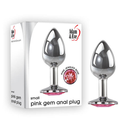 Adam & Eve Pink Gem Anal Plug - Small Silver 7.1 cm Metal Butt Plug