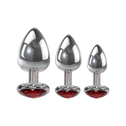 Adam & Eve Three Hearts Gem Anal Plug Set - Metallic Butt Plugs with Gem Bases - Set of 3 Sizes-D724 8500