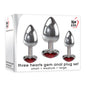 Adam & Eve Three Hearts Gem Anal Plug Set - Metallic Butt Plugs with Gem Bases - Set of 3 Sizes-D724 8500
