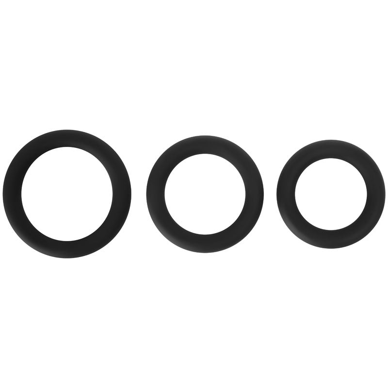 Adam & Eve Silicone Penis Ring Set - Black Cock Rings - Set of 3 Sizes-D726 8000