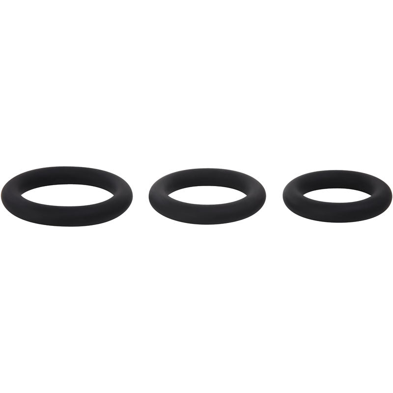 Adam & Eve Silicone Penis Ring Set - Black Cock Rings - Set of 3 Sizes-D726 8000