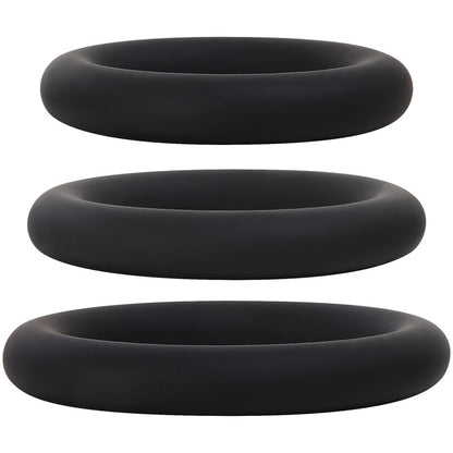 Adam & Eve Silicone Penis Ring Set - Black Cock Rings - Set of 3 Sizes-D726 8000