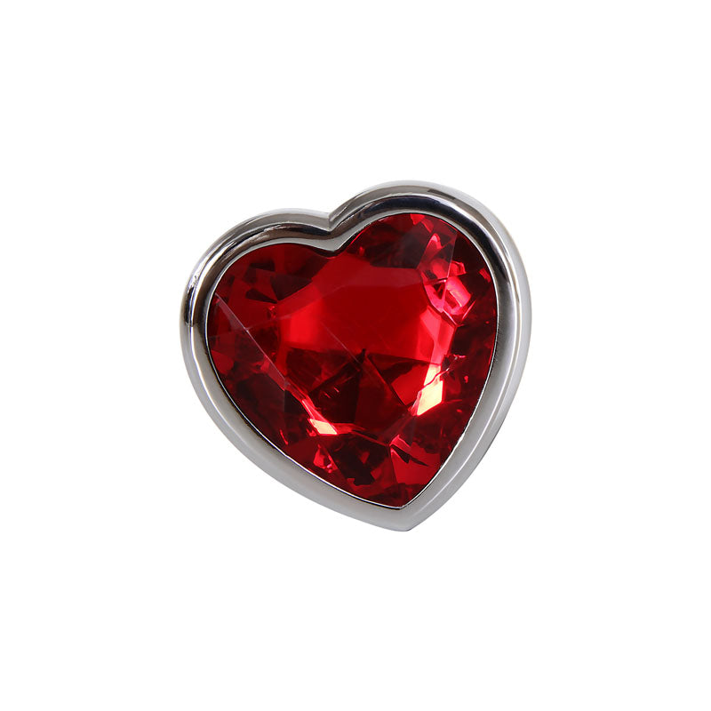 Adam & Eve Red Heart Gen Anal Plug - Medium Metallic 8.25 cm Butt Plug with Gem Base