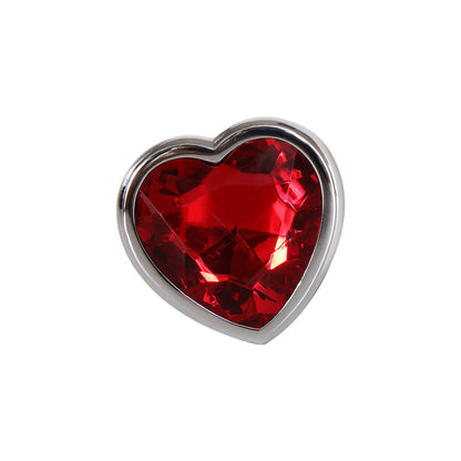 Adam & Eve Red Heart Gen Anal Plug - Medium Metallic 8.25 cm Butt Plug with Gem Base
