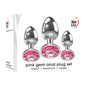 Adam & Eve Pink Gem Anal Plug Set - Metallic Butt Plugs with Gemstones - 3 Size Set