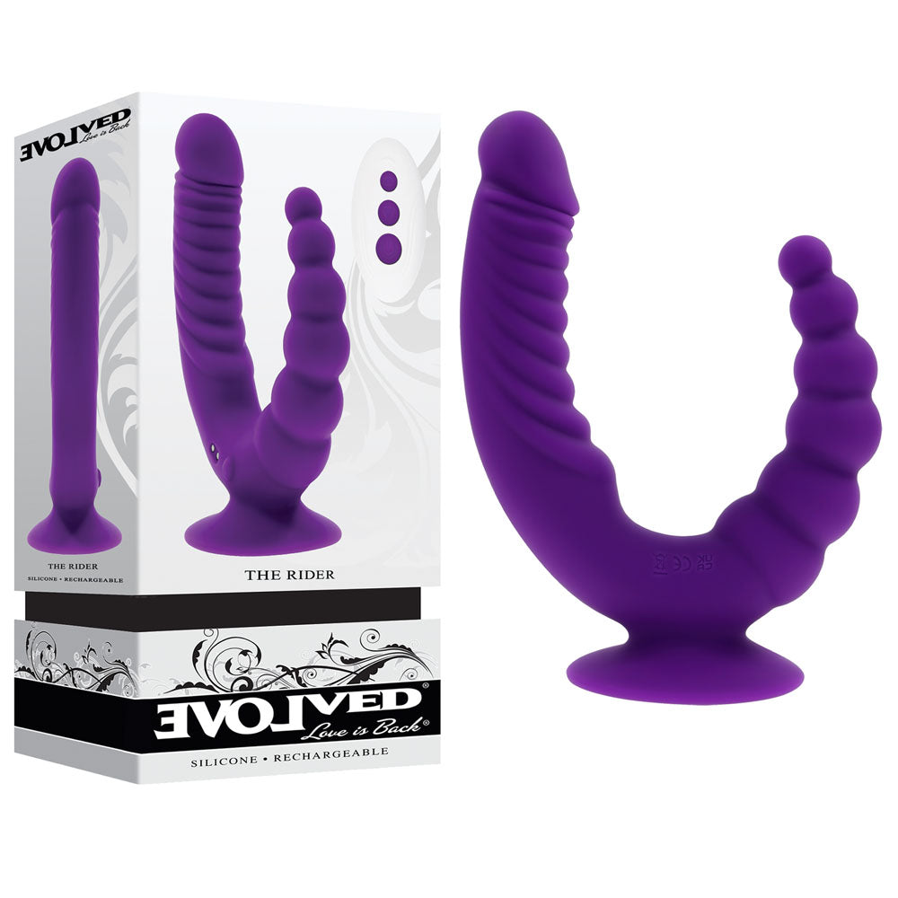 Evolved THE RIDER - Purple USB Rechargeable Double Ended Vibrator with Wireless Remote-EN-RS-4516-2