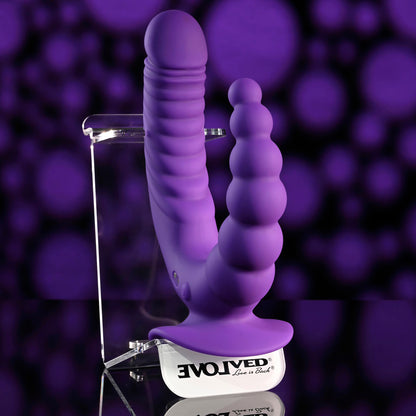 Evolved THE RIDER - Purple USB Rechargeable Double Ended Vibrator with Wireless Remote-EN-RS-4516-2