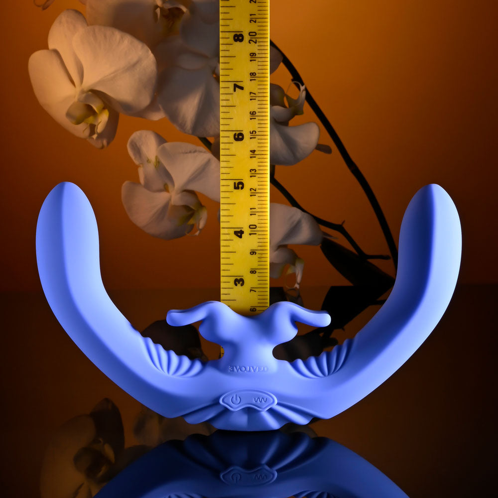 Evolved LOVEBIRDS - Purple 20.8 cm USB Rechargeable Double-Ended Rabbit Vibrator with Remote-EN-RS-6015-2