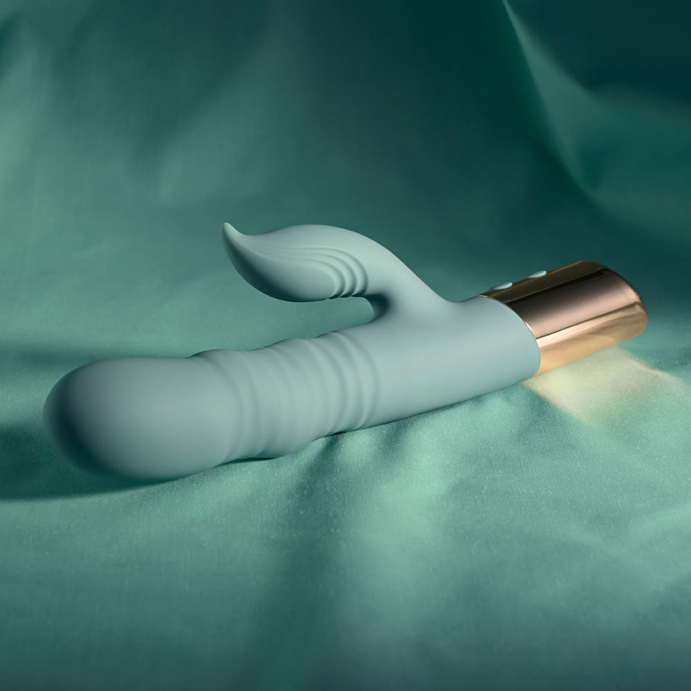 Evolved THE SHIMMY - Green USB Rechargeable Thrusting Rabbit Vibrator - EN-RS-6923-2