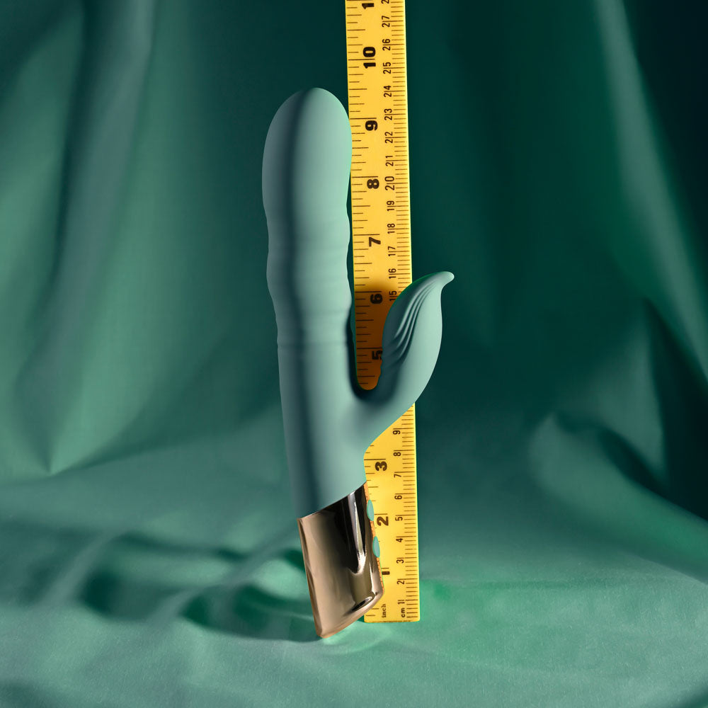 Evolved THE SHIMMY - Green USB Rechargeable Thrusting Rabbit Vibrator - EN-RS-6923-2