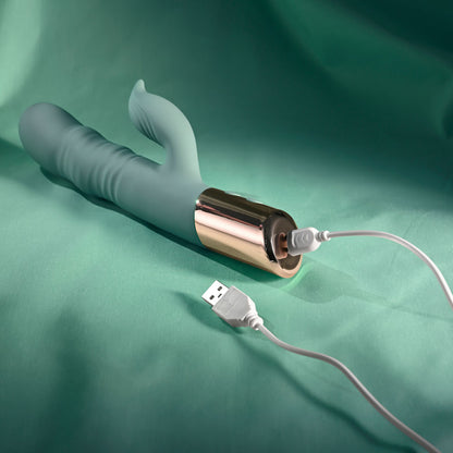 Evolved THE SHIMMY - Green USB Rechargeable Thrusting Rabbit Vibrator - EN-RS-6923-2