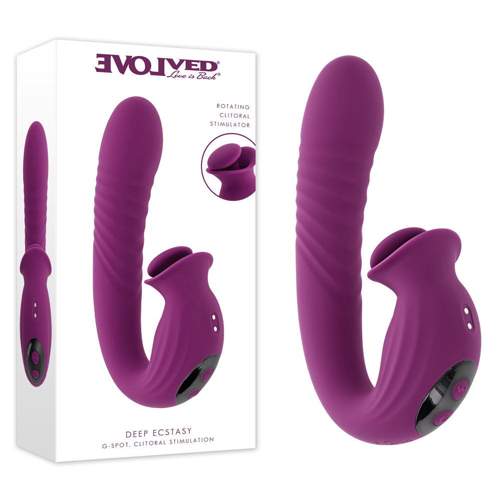 Evolved DEEP ECSTASY - Purple 16.5 cm USB Rechargeable Thrusting and Tapping Vibrator - EN-RS-6947-2