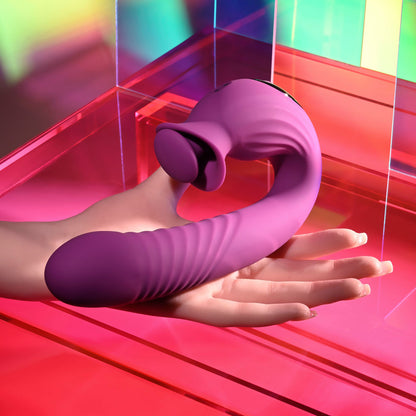 Evolved DEEP ECSTASY - Purple 16.5 cm USB Rechargeable Thrusting and Tapping Vibrator - EN-RS-6947-2