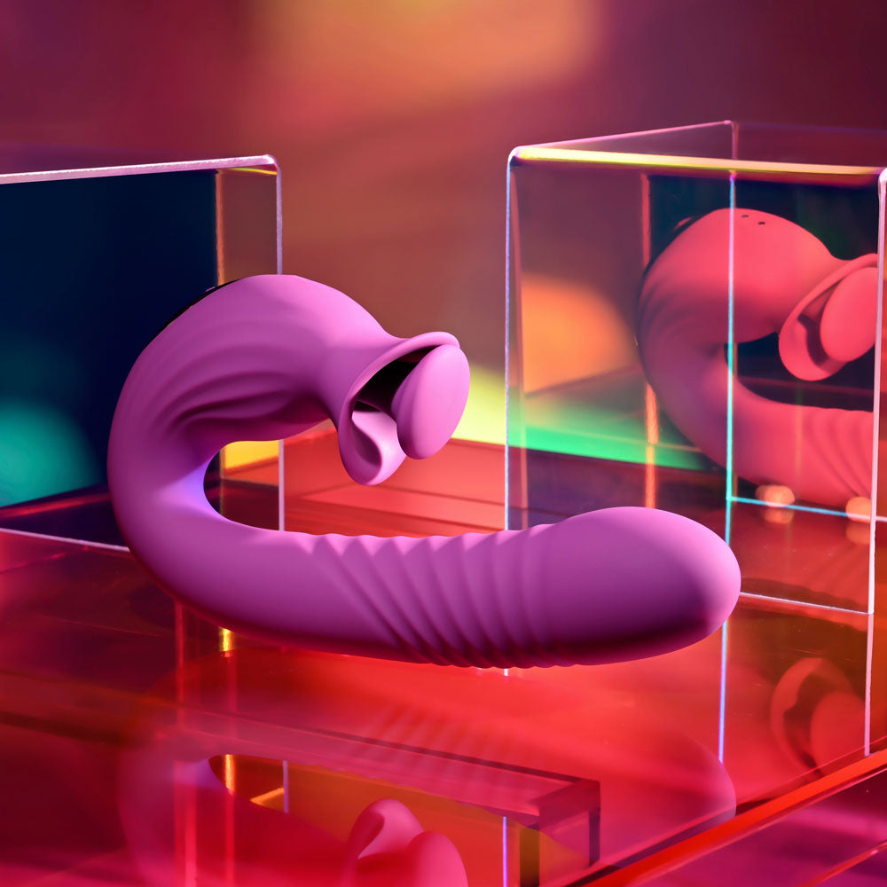 Evolved DEEP ECSTASY - Purple 16.5 cm USB Rechargeable Thrusting and Tapping Vibrator - EN-RS-6947-2