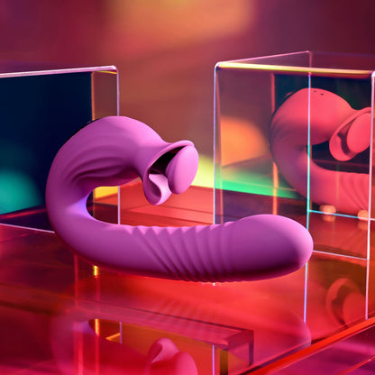 Evolved DEEP ECSTASY - Purple 16.5 cm USB Rechargeable Thrusting and Tapping Vibrator - EN-RS-6947-2