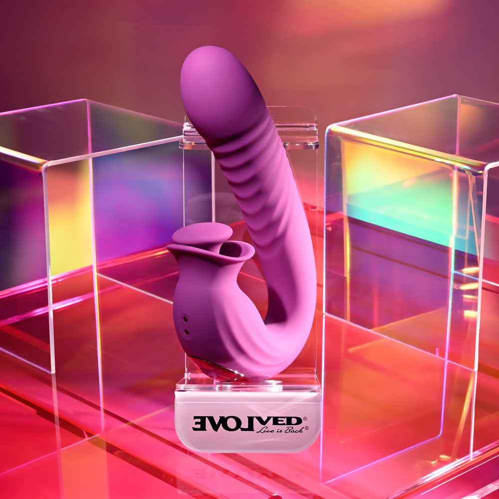 Evolved DEEP ECSTASY - Purple 16.5 cm USB Rechargeable Thrusting and Tapping Vibrator - EN-RS-6947-2