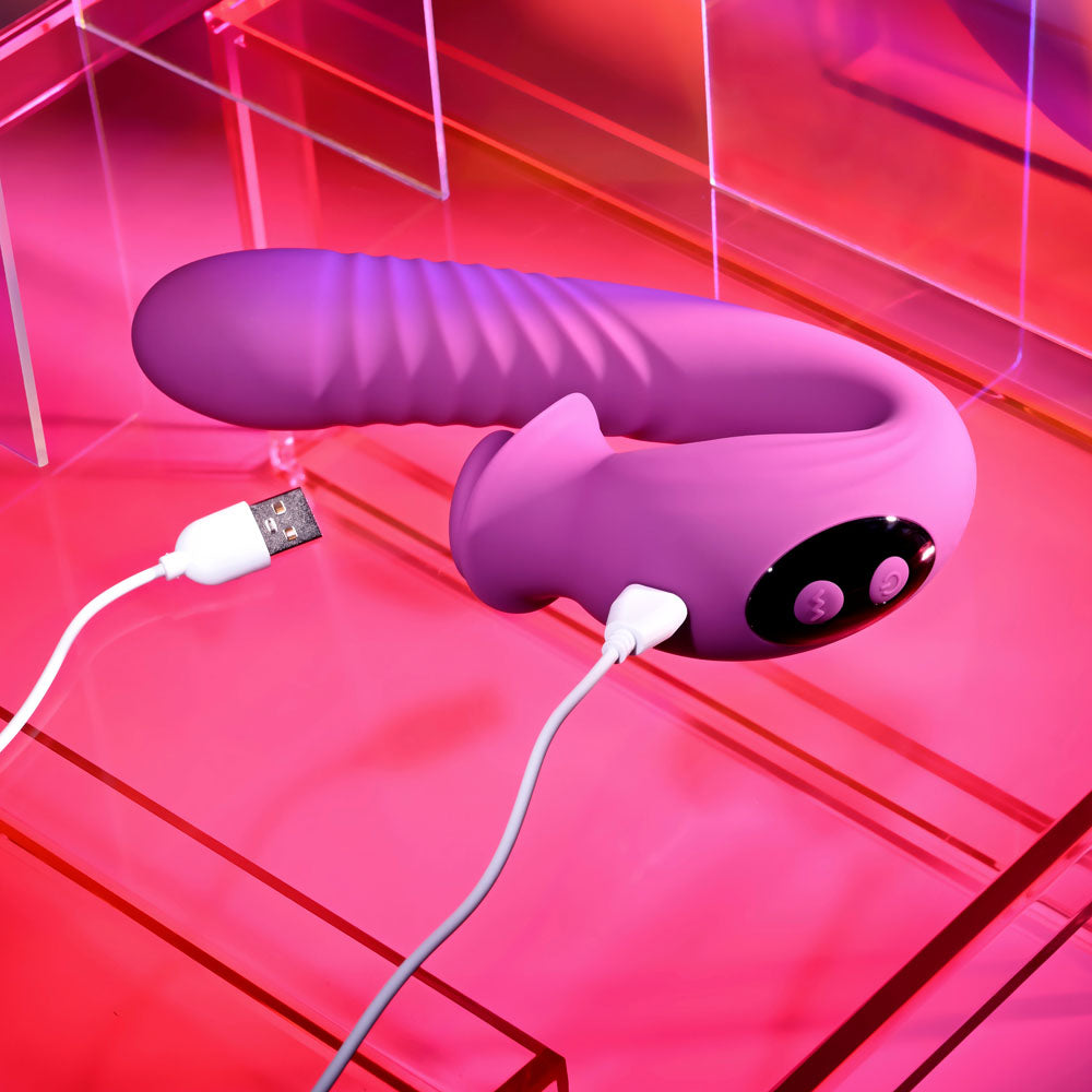 Evolved DEEP ECSTASY - Purple 16.5 cm USB Rechargeable Thrusting and Tapping Vibrator - EN-RS-6947-2