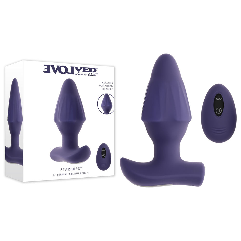 Evolved STARBURST - Purple 10.1 cm USB Rechargeable Vibrating Butt Plug with Wireless Remote - EN-RS-6992-2