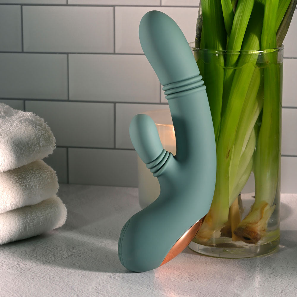Evolved RUB ME TENDER - Green USB Rechargeable Gyrating & Thrusting Rabbit Vibrator - EN-RS-7142-2