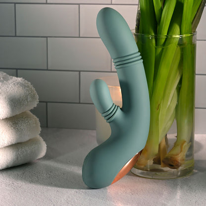 Evolved RUB ME TENDER - Green USB Rechargeable Gyrating & Thrusting Rabbit Vibrator - EN-RS-7142-2
