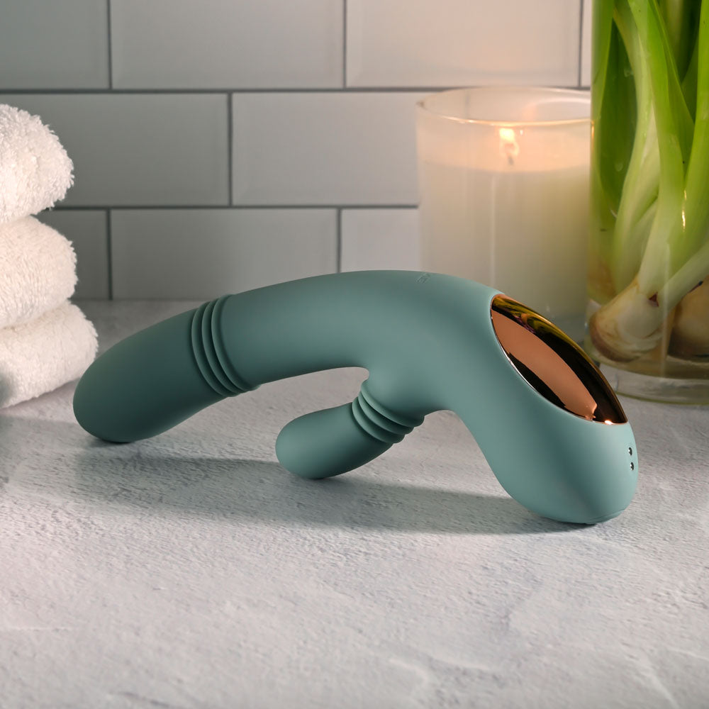 Evolved RUB ME TENDER - Green USB Rechargeable Gyrating & Thrusting Rabbit Vibrator - EN-RS-7142-2