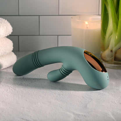 Evolved RUB ME TENDER - Green USB Rechargeable Gyrating & Thrusting Rabbit Vibrator - EN-RS-7142-2