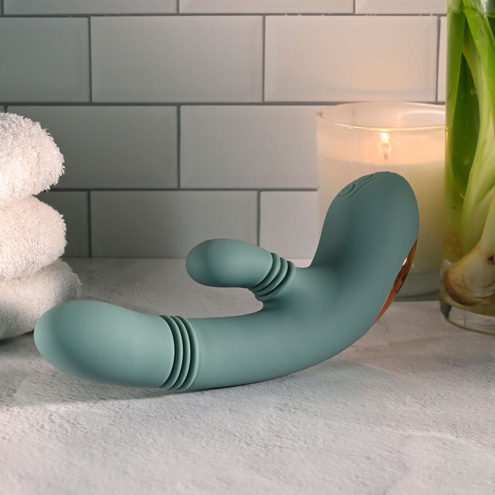 Evolved RUB ME TENDER - Green USB Rechargeable Gyrating & Thrusting Rabbit Vibrator - EN-RS-7142-2