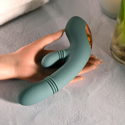Evolved RUB ME TENDER - Green USB Rechargeable Gyrating & Thrusting Rabbit Vibrator - EN-RS-7142-2