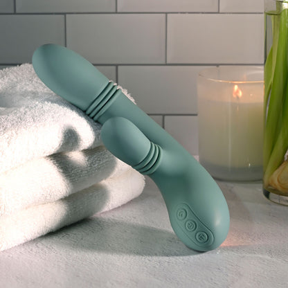 Evolved RUB ME TENDER - Green USB Rechargeable Gyrating & Thrusting Rabbit Vibrator - EN-RS-7142-2
