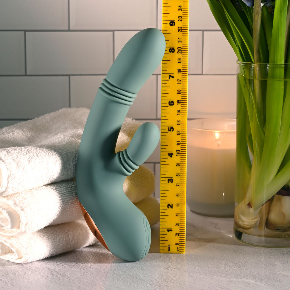 Evolved RUB ME TENDER - Green USB Rechargeable Gyrating & Thrusting Rabbit Vibrator - EN-RS-7142-2