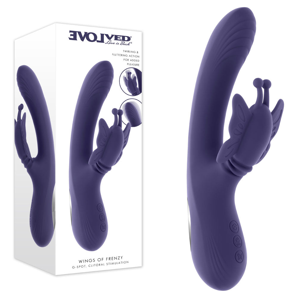 Evolved WINGS OF FRENZY - Purple USB Rechargeable Butterfly Vibrator - EN-RS-7166-2
