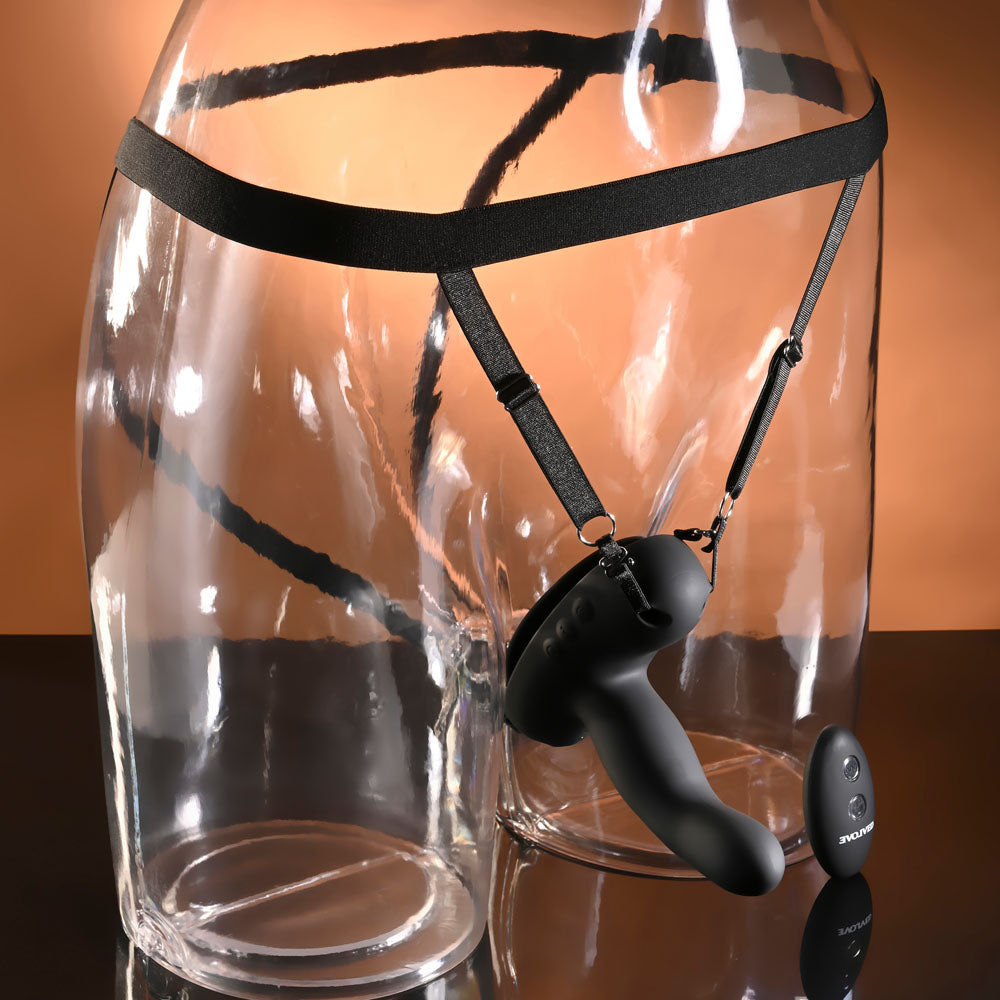 Evolved COME CLOSER - Black USB Rechargeable Vibrating Strap-On with Remote-EN-RS-7180-2