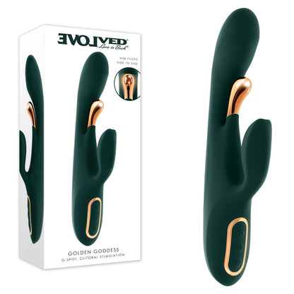 Evolved GOLDEN GODDESS - Green USB Rechargeable Rabbit Vibrator with G-Spot Flicker - EN-RS-7197-2