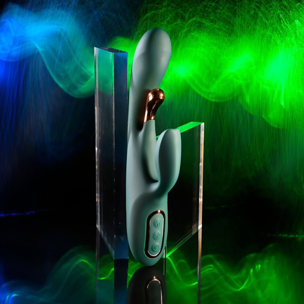 Evolved GOLDEN GODDESS - Green USB Rechargeable Rabbit Vibrator with G-Spot Flicker - EN-RS-7197-2