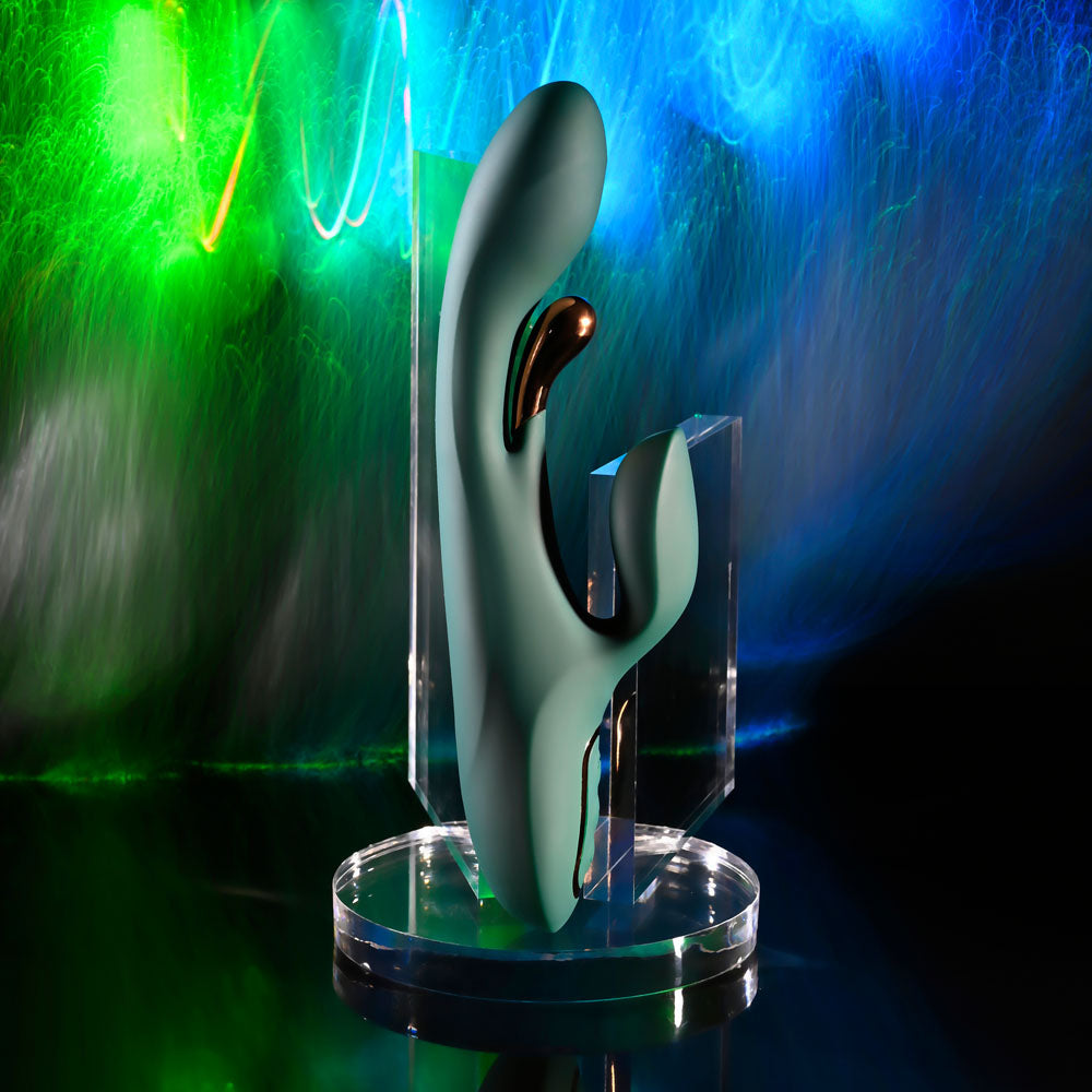 Evolved GOLDEN GODDESS - Green USB Rechargeable Rabbit Vibrator with G-Spot Flicker - EN-RS-7197-2