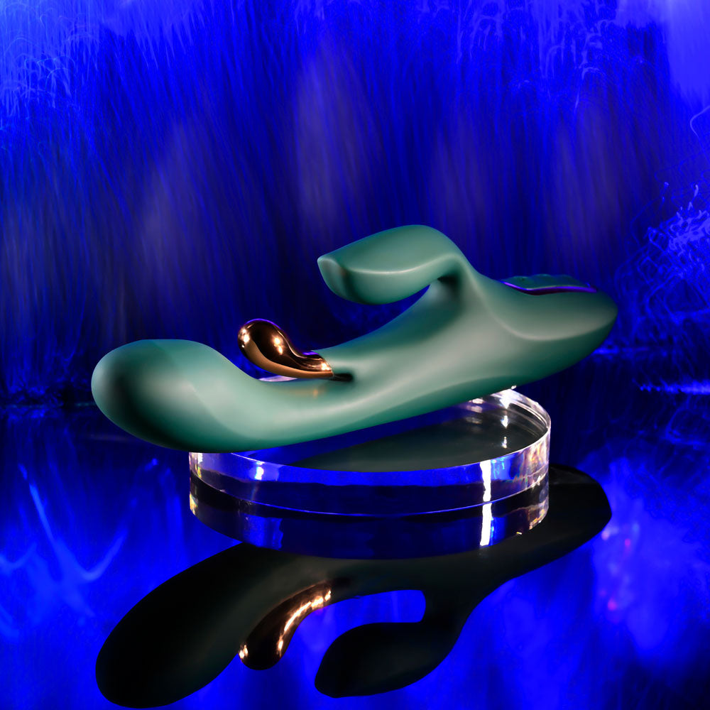 Evolved GOLDEN GODDESS - Green USB Rechargeable Rabbit Vibrator with G-Spot Flicker - EN-RS-7197-2