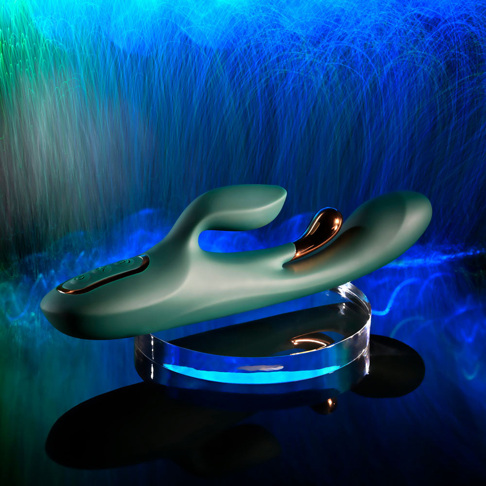 Evolved GOLDEN GODDESS - Green USB Rechargeable Rabbit Vibrator with G-Spot Flicker - EN-RS-7197-2