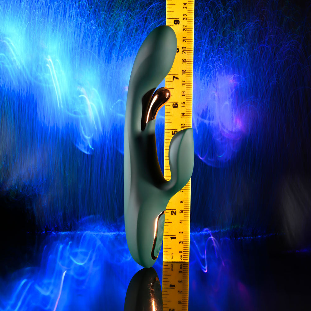 Evolved GOLDEN GODDESS - Green USB Rechargeable Rabbit Vibrator with G-Spot Flicker - EN-RS-7197-2