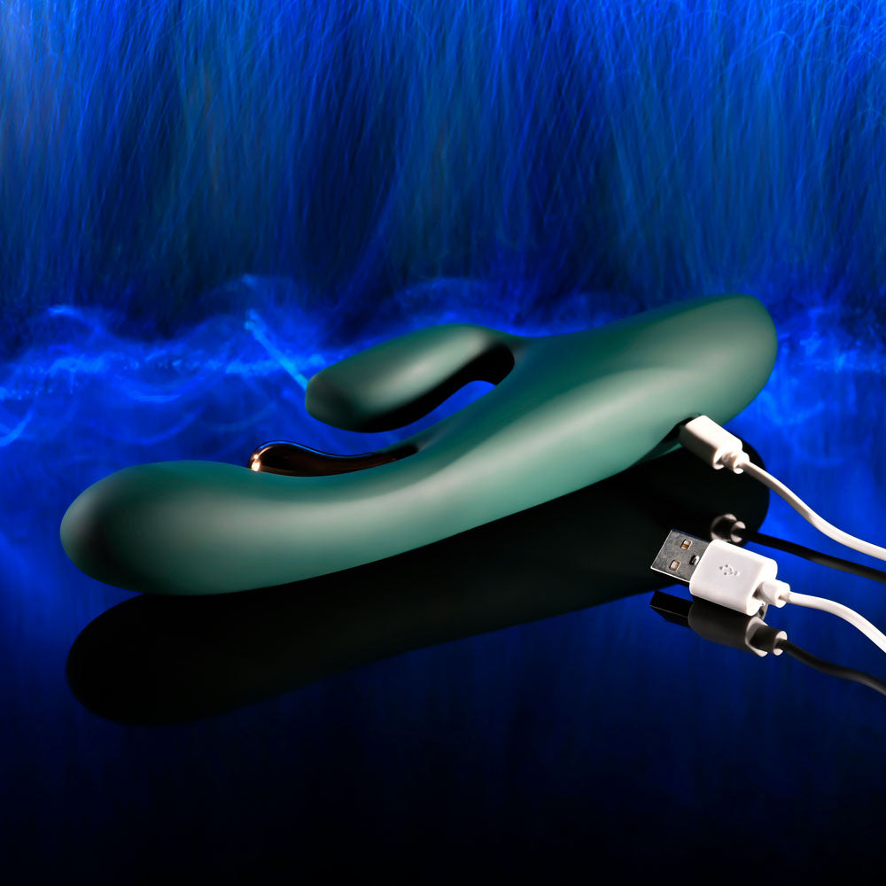 Evolved GOLDEN GODDESS - Green USB Rechargeable Rabbit Vibrator with G-Spot Flicker - EN-RS-7197-2