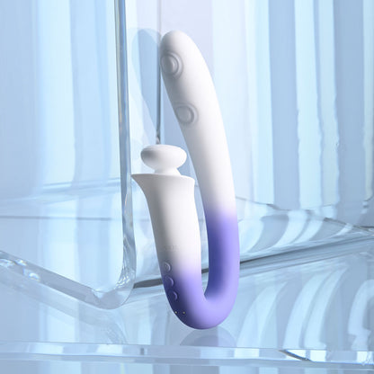 Evolved SPRING LOADED - White/Purple 23 cm USB Rechargeable Multi-Tapping Vibrator - EN-RS-7210-2