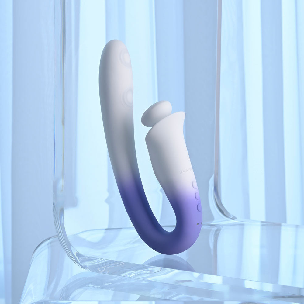 Evolved SPRING LOADED - White/Purple 23 cm USB Rechargeable Multi-Tapping Vibrator - EN-RS-7210-2