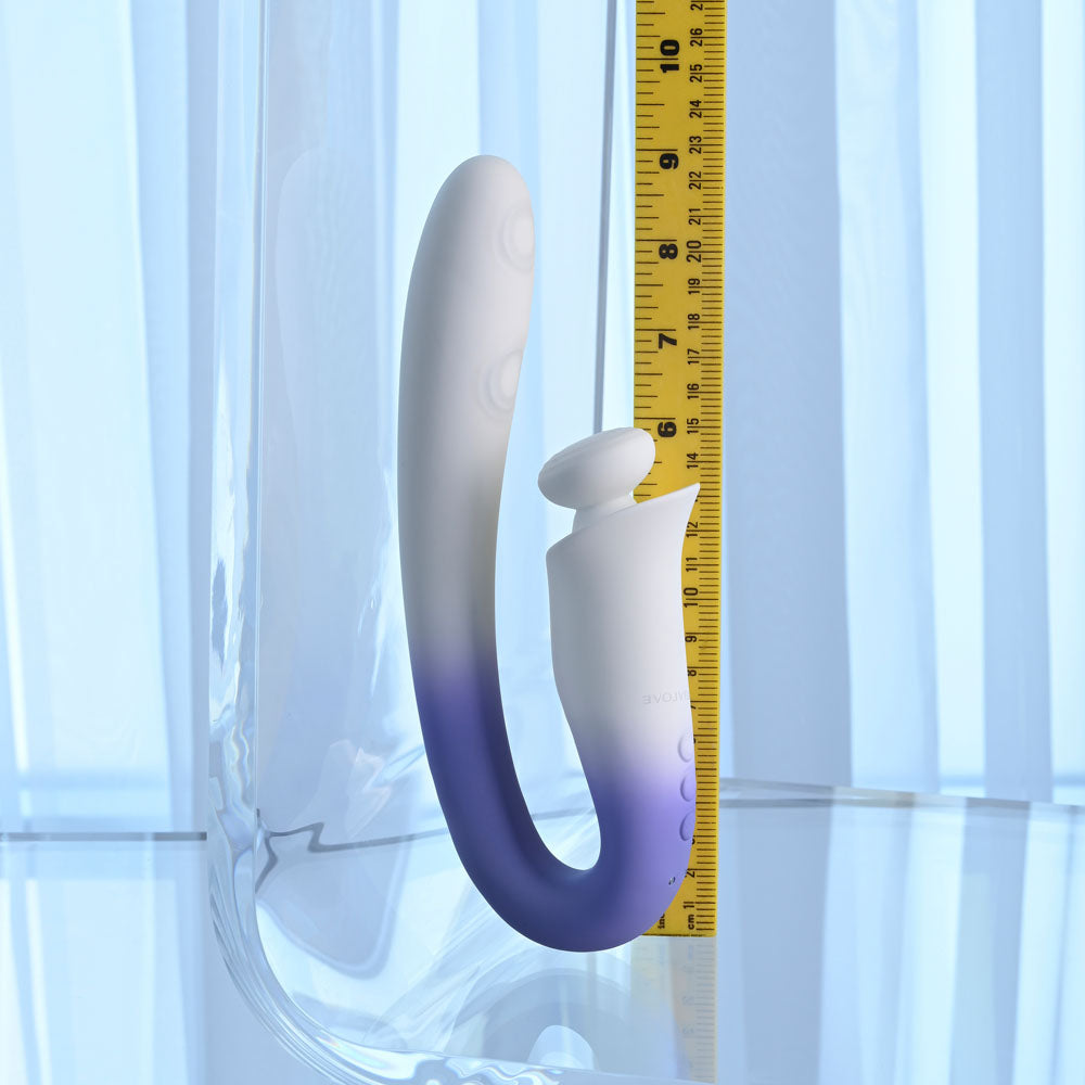 Evolved SPRING LOADED - White/Purple 23 cm USB Rechargeable Multi-Tapping Vibrator - EN-RS-7210-2