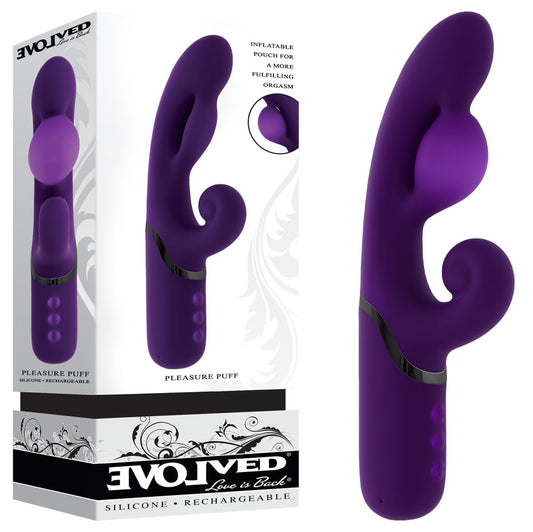 Evolved PLEASURE PUFF - Purple 24.1 cm USB Rechargeable Inflatable Rabbit Vibrator-EN-RS-7234-2