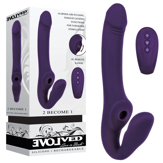 Evolved 2 BECOME 1 - Purple 23.5 cm USB Rechargeable Strapless Strap-On with Remote-EN-RS-9192-2