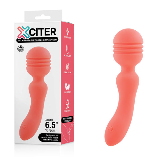 Xciter - Orange - Orange 16.5 cm USB Rechargeable Massage Wand-FPBQ048A00-021